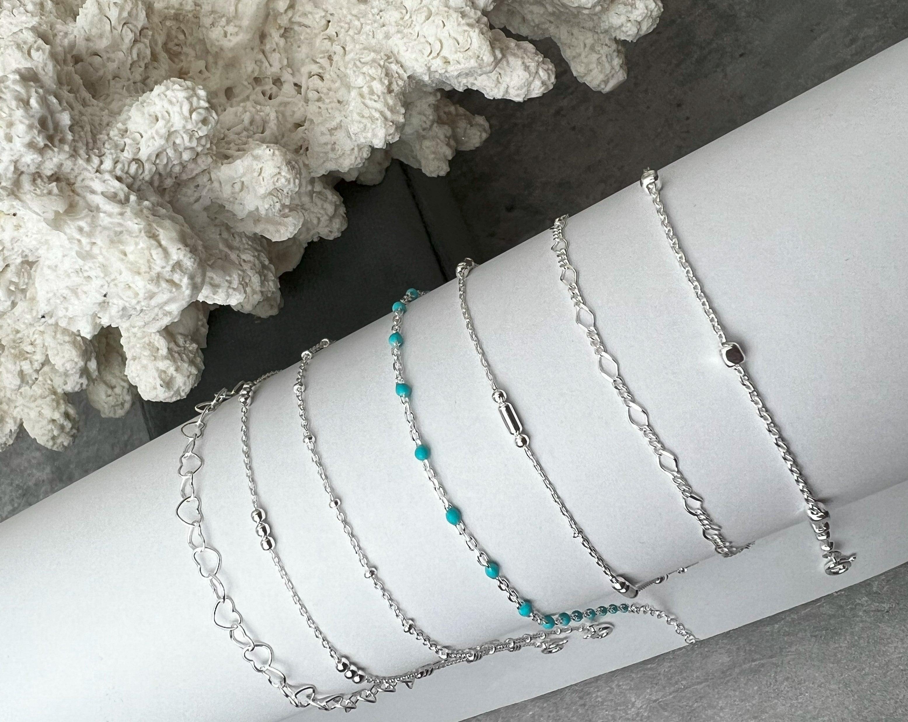 Plain Silver Anklets - SilverAmberJewellery