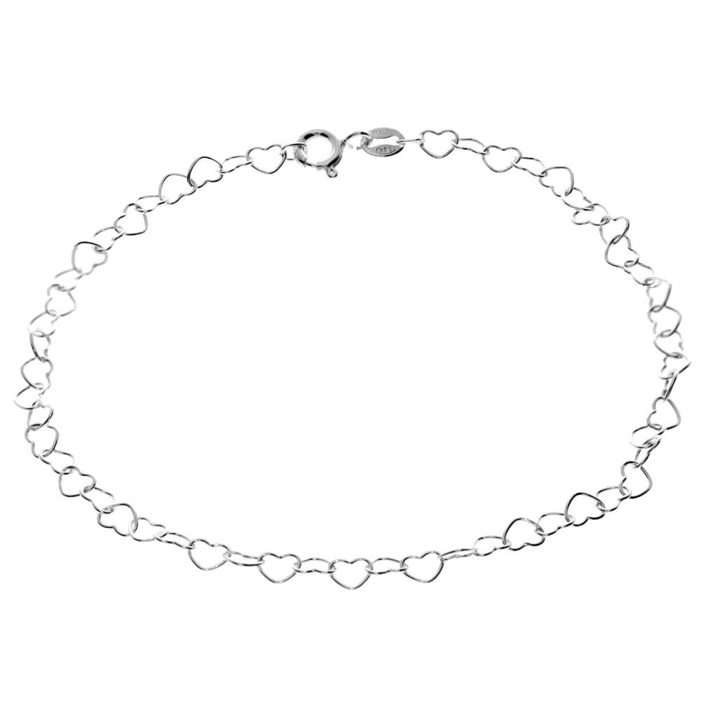 925 Fine Sterling Silver Naturally Adjustable Anklet with Anti Tarnish Coating - 5 mm Heart Chain Ankle Bracelet - GA-ANK3