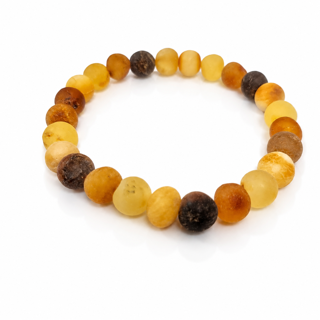 Genuine Natural Raw Baltic Amber Irregular 8-9 mm Cabochons Luxurious Bracelet - JBT002