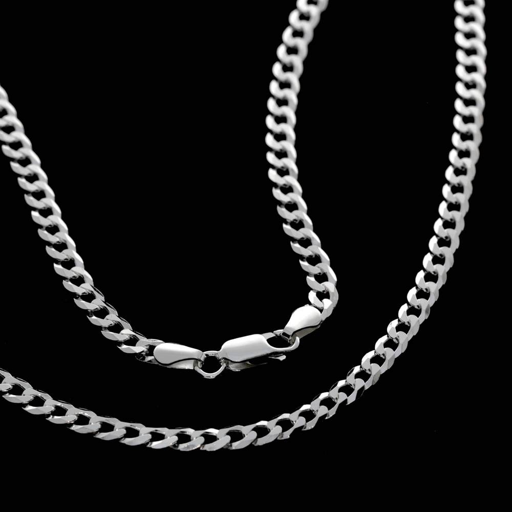 Made in Italy - 925 Sterling Silver 4 mm Thick Classic Men Unisex Curbs Chain Necklace - GA-GMN1