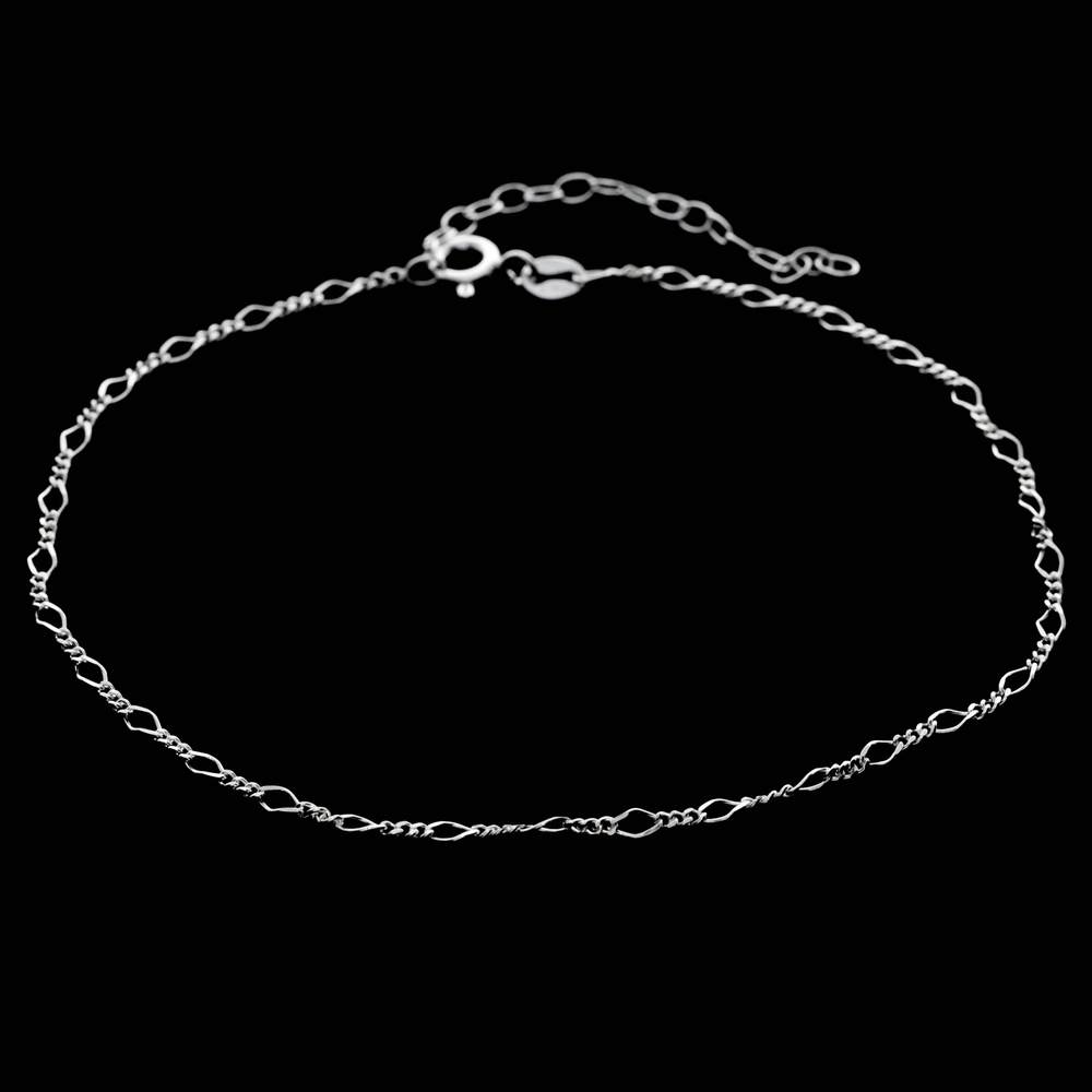925 Sterling Silver Anti-Tarnish Plated Plain Anklet Bracelet with extender - GA-ANK2