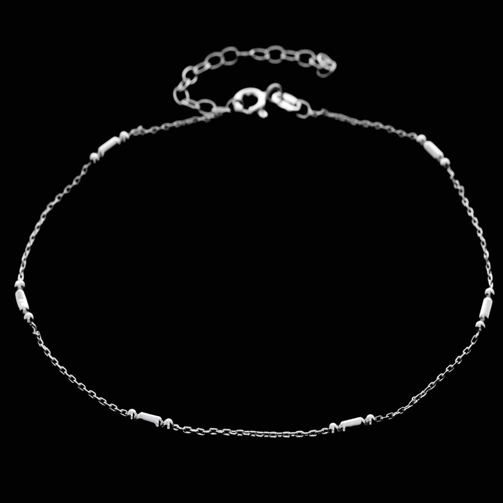 925 Sterling Silver Anti-Tarnish Coated Triple Beads Plain Anklet Bracelet with extender - GA-ANK5