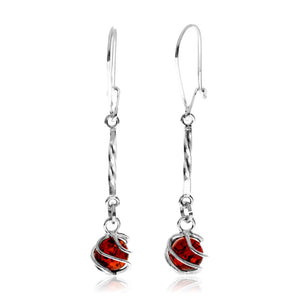 925 Sterling silver & Genuine Baltic Amber Modern Drop Earrings - GL047