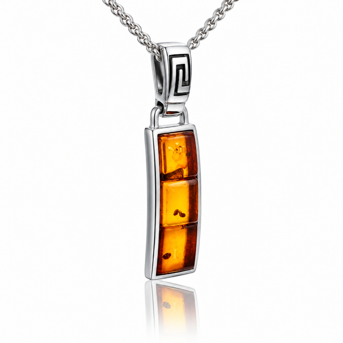 925 Sterling Silver & Genuine Baltic Amber Pendant - GL2092