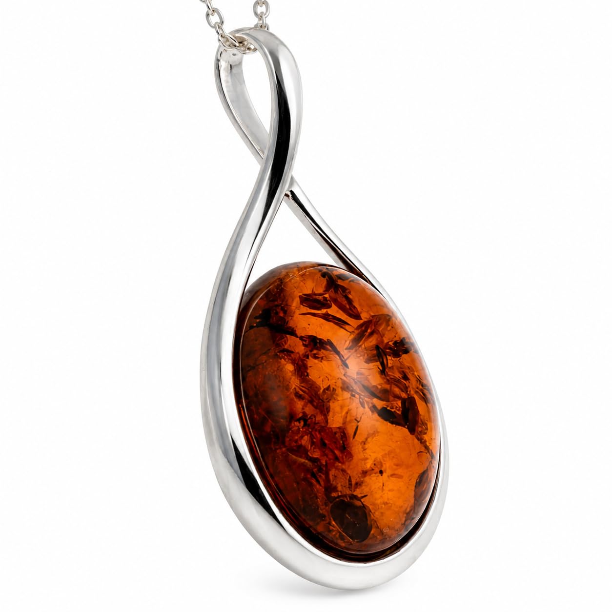 925 Sterling Silver & Baltic Amber Classic Pendant - 1835