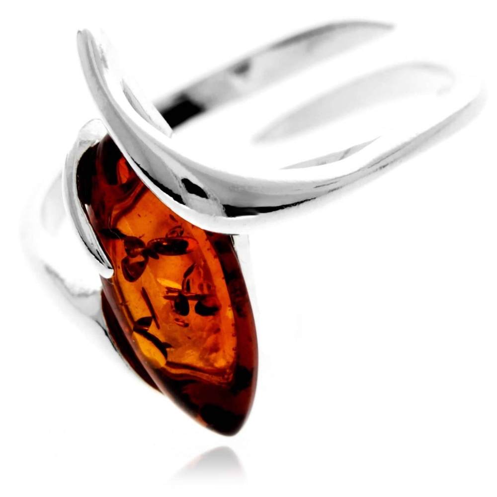925 Sterling Silver & Baltic Amber Modern Designer Ring - GL413A