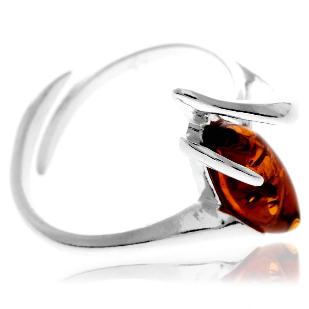 925 Sterling Silver & Baltic Amber Modern Designer Ring - GL413A