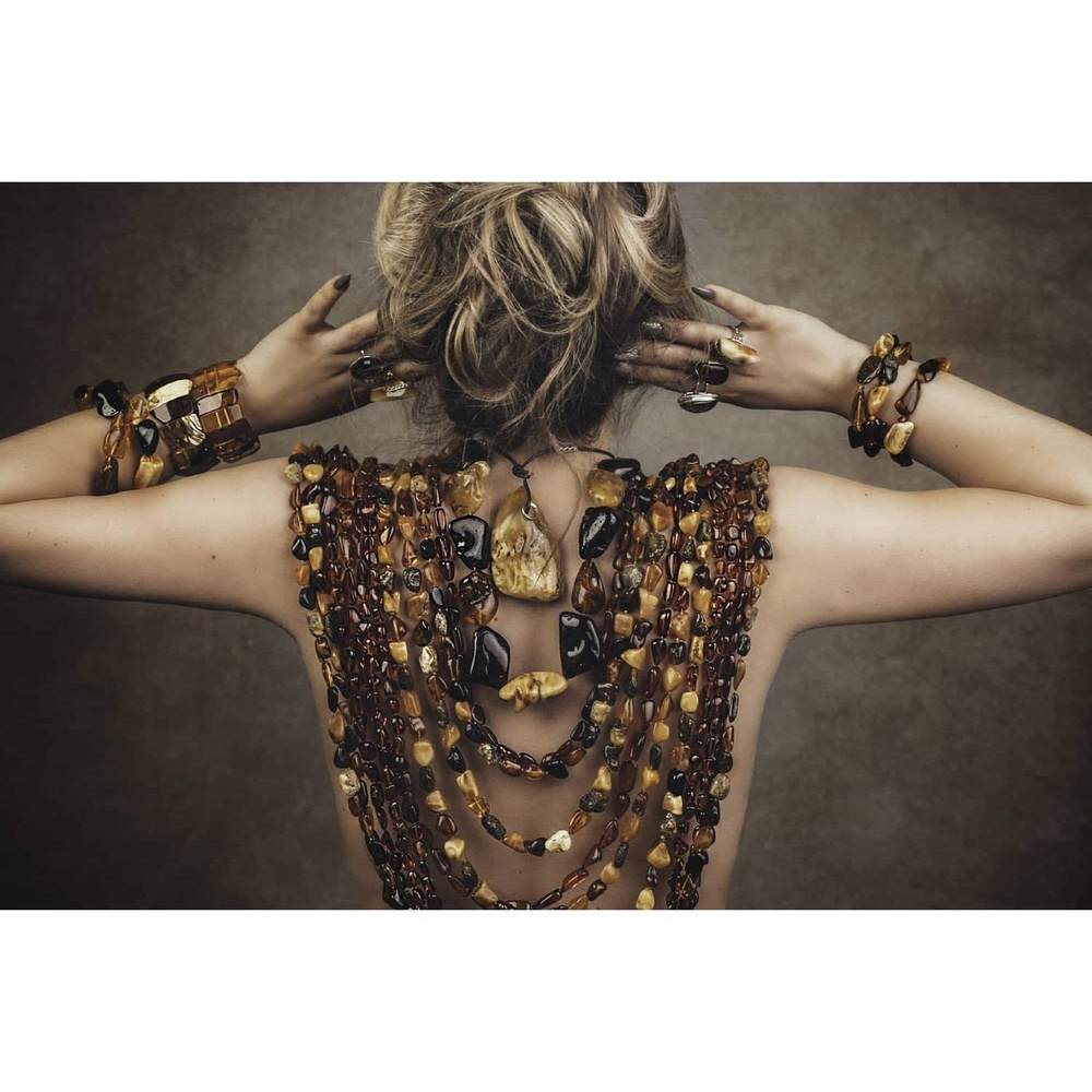 Genuine Mixed Baltic Amber Flat Oval Olive Beads Luxurious Necklace - NE0173