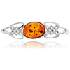 925 Sterling Silver & Baltic Amber Celtic Classic Brooch - 4024