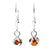 925 Sterling Silver & Genuine Baltic Amber Classic Ball Dangling Earrings - 8546