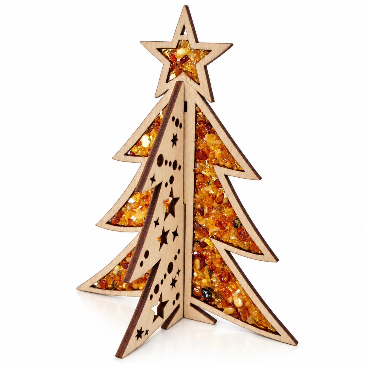 Wooden Christmas Tree Decoration & Natural Baltic Amber – LSUV8