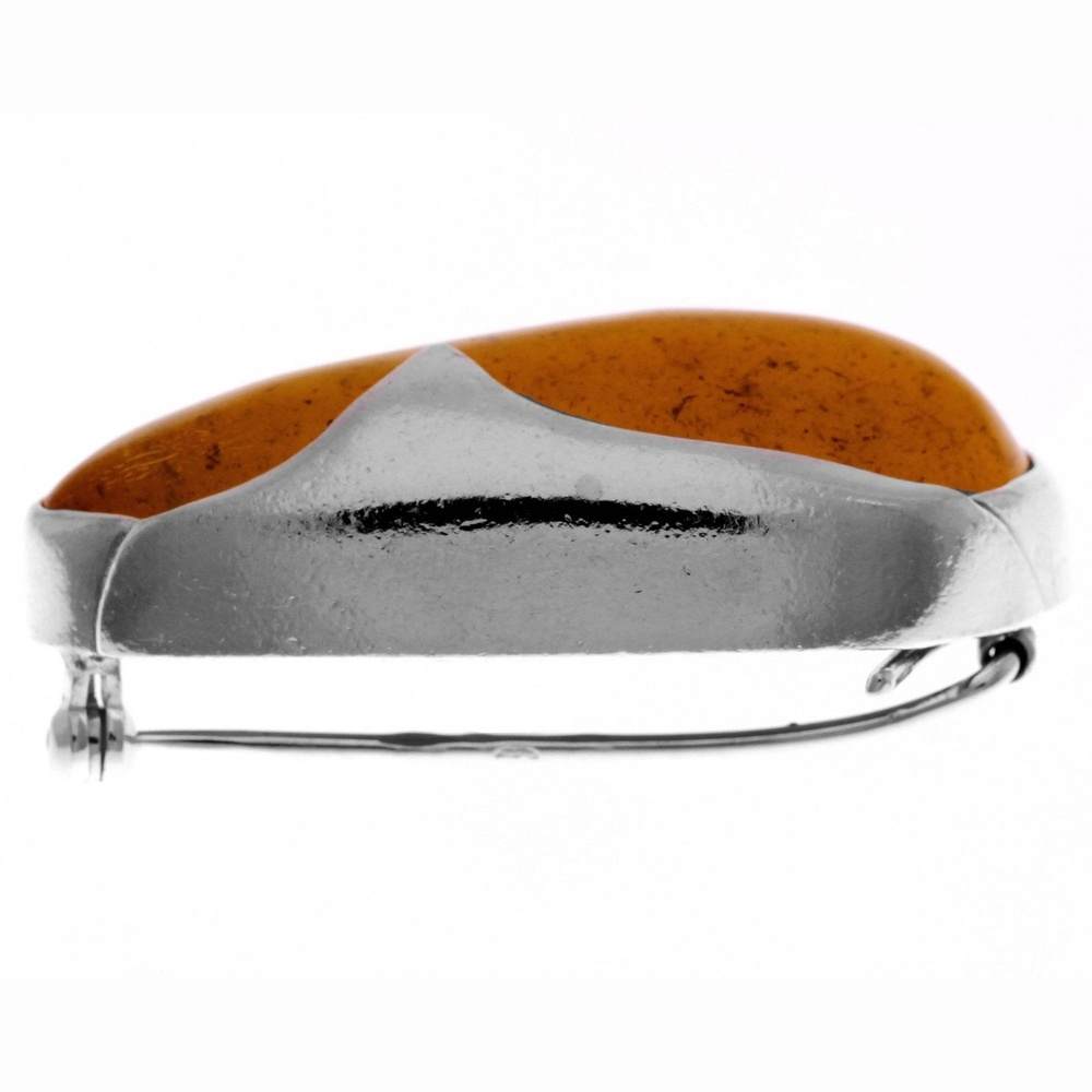 925 Sterling Silver & Baltic Amber Unique Amber Brooch - BR0122
