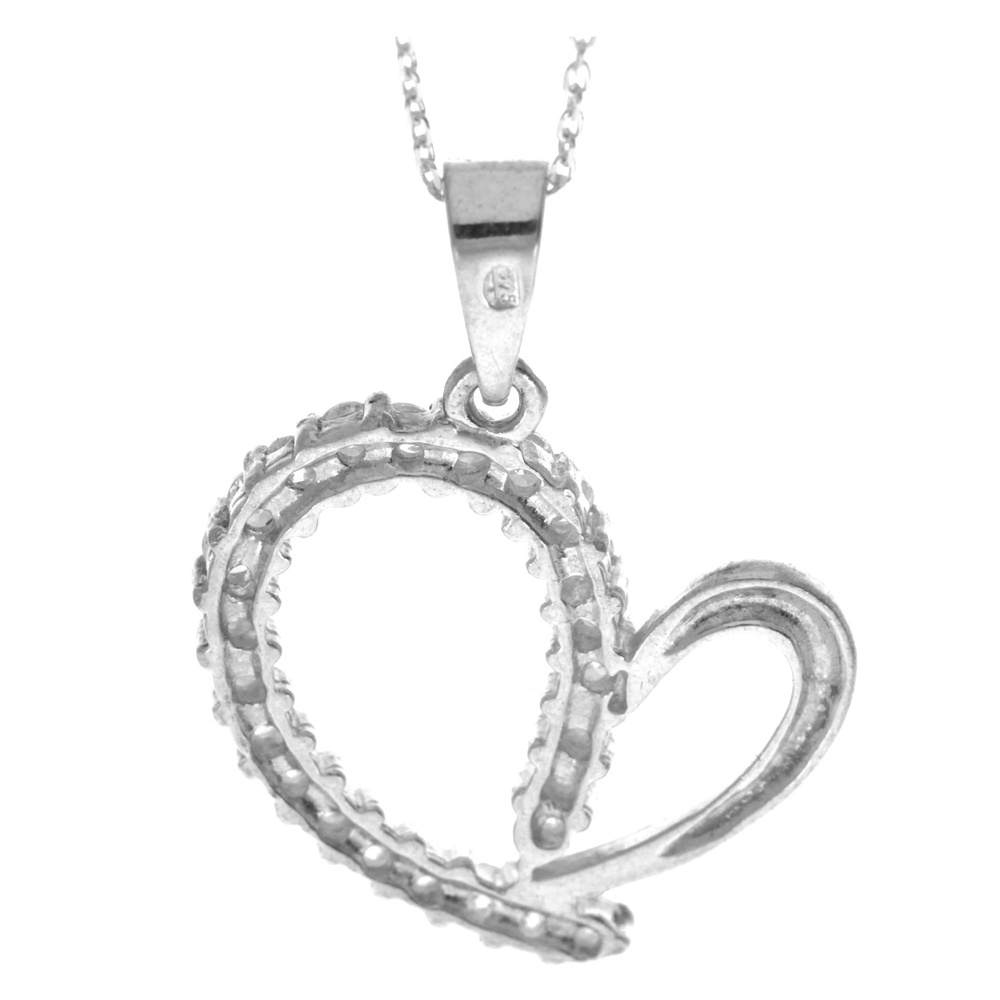 Sterling Silver Heart & Zirconia Pendant- CZP001