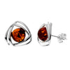925 Sterling Silver & Baltic Amber Modern Celtic Studs Earrings - GL1032