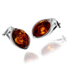 925 Sterling Silver & Genuine Baltic Amber Classic Round Clip on earrings - GL1036
