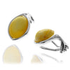 925 Sterling Silver & Genuine Baltic Amber Classic Round Clip on earrings - GL1036