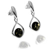 925 Sterling Silver & Genuine Baltic Amber Modern Drop Earrings - GL1045