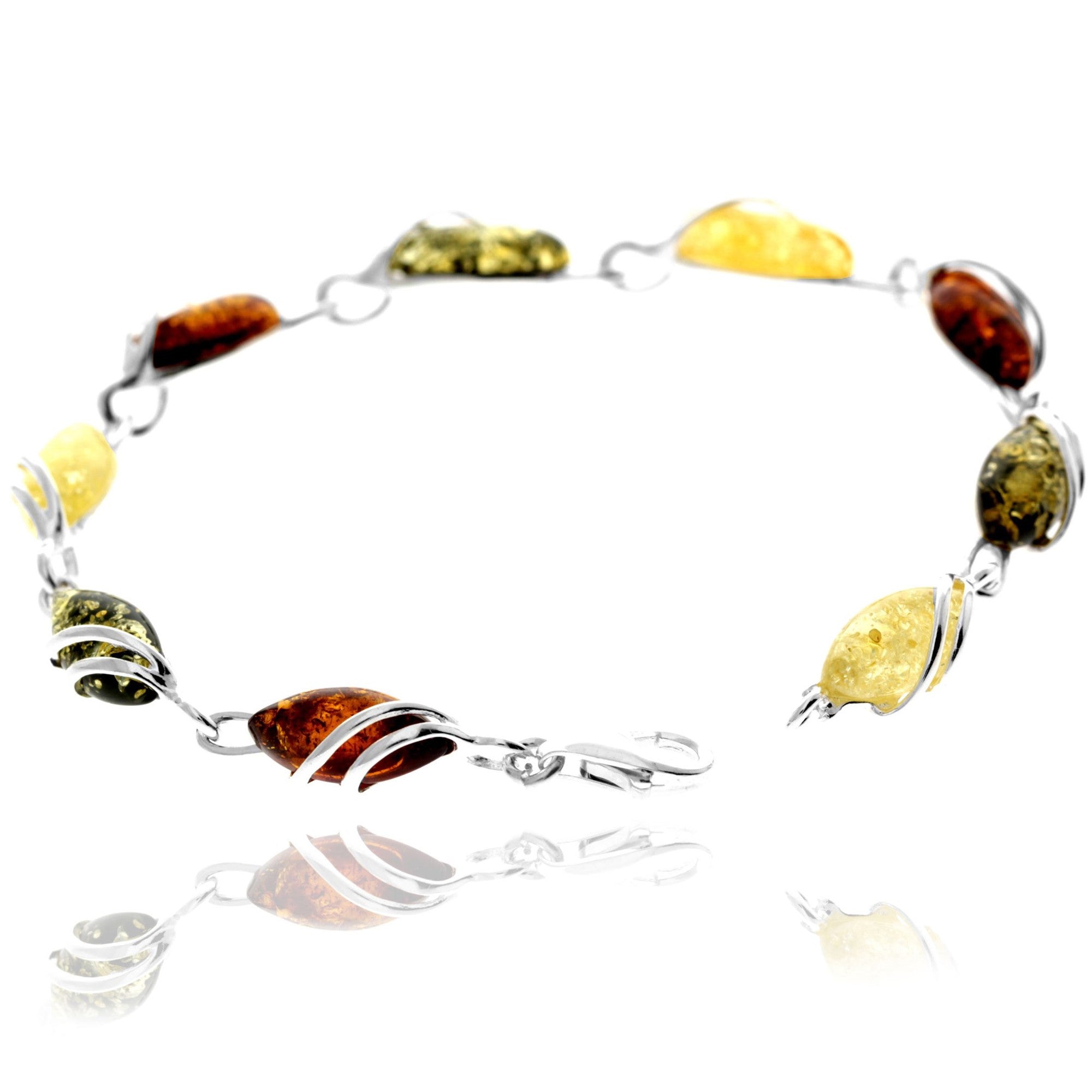 Beautiful Designer Silver Bracelet set with Baltic Amber - GL543