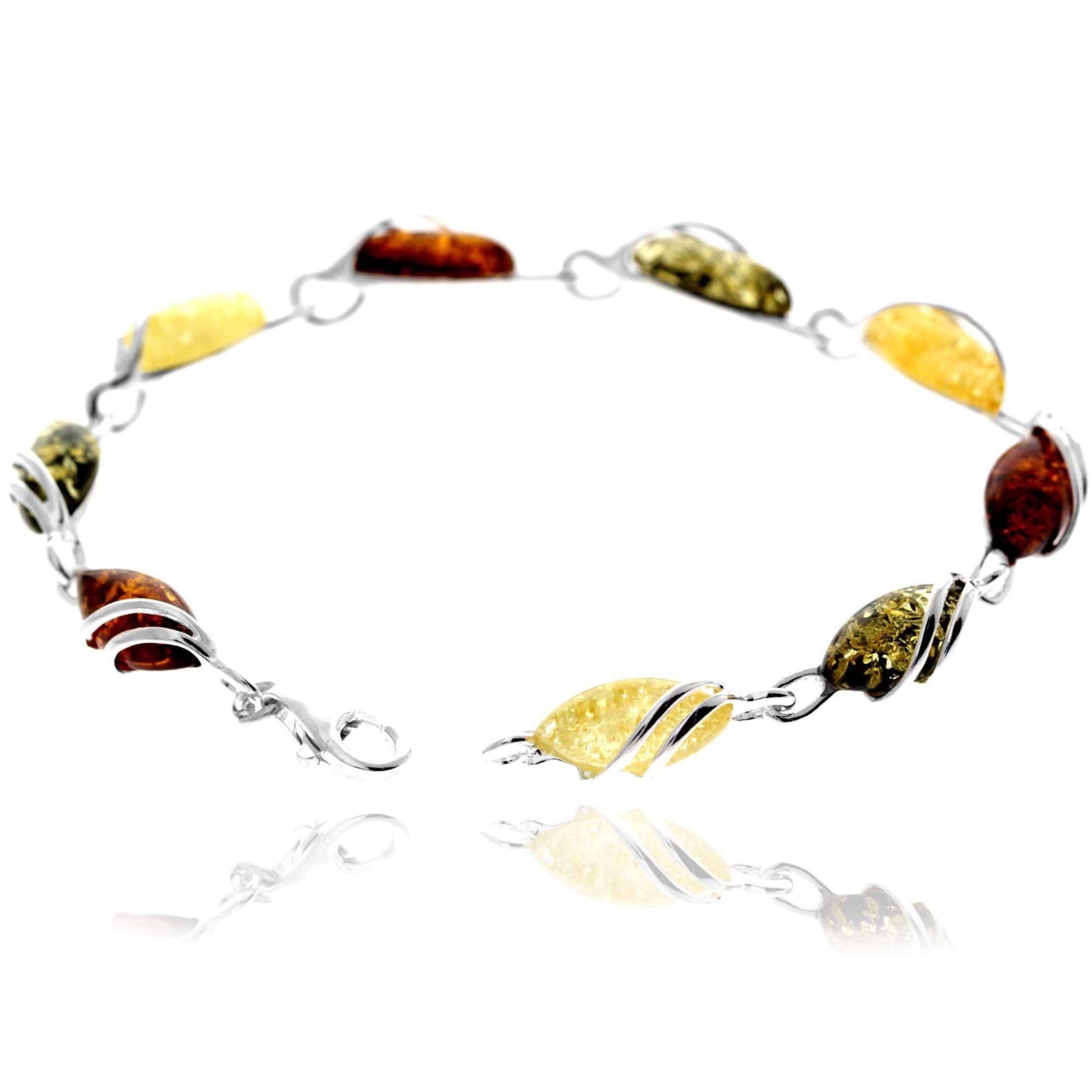 Beautiful Designer Silver Bracelet set with Baltic Amber - GL543