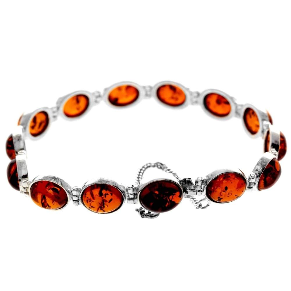 925 Sterling Silver & Baltic Amber Classic Link Bracelet - GL549