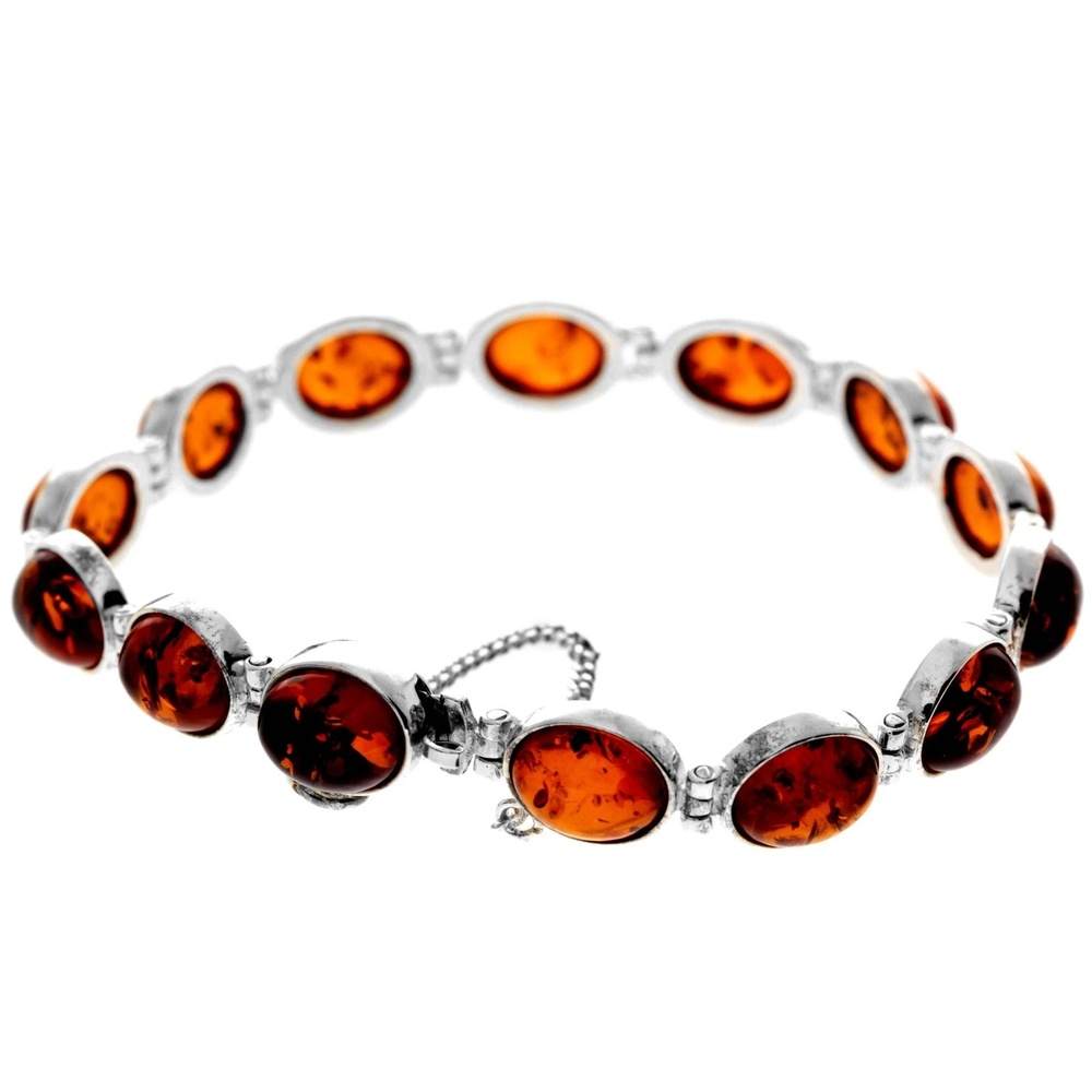 925 Sterling Silver & Baltic Amber Classic Link Bracelet - GL549