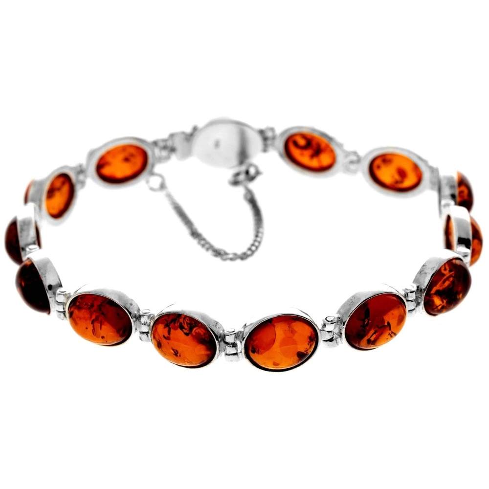 925 Sterling Silver & Baltic Amber Classic Link Bracelet - GL549