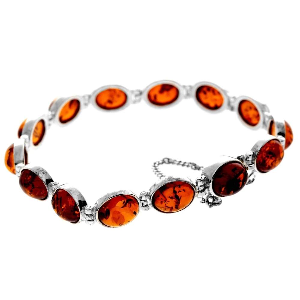 925 Sterling Silver & Baltic Amber Classic Link Bracelet - GL549
