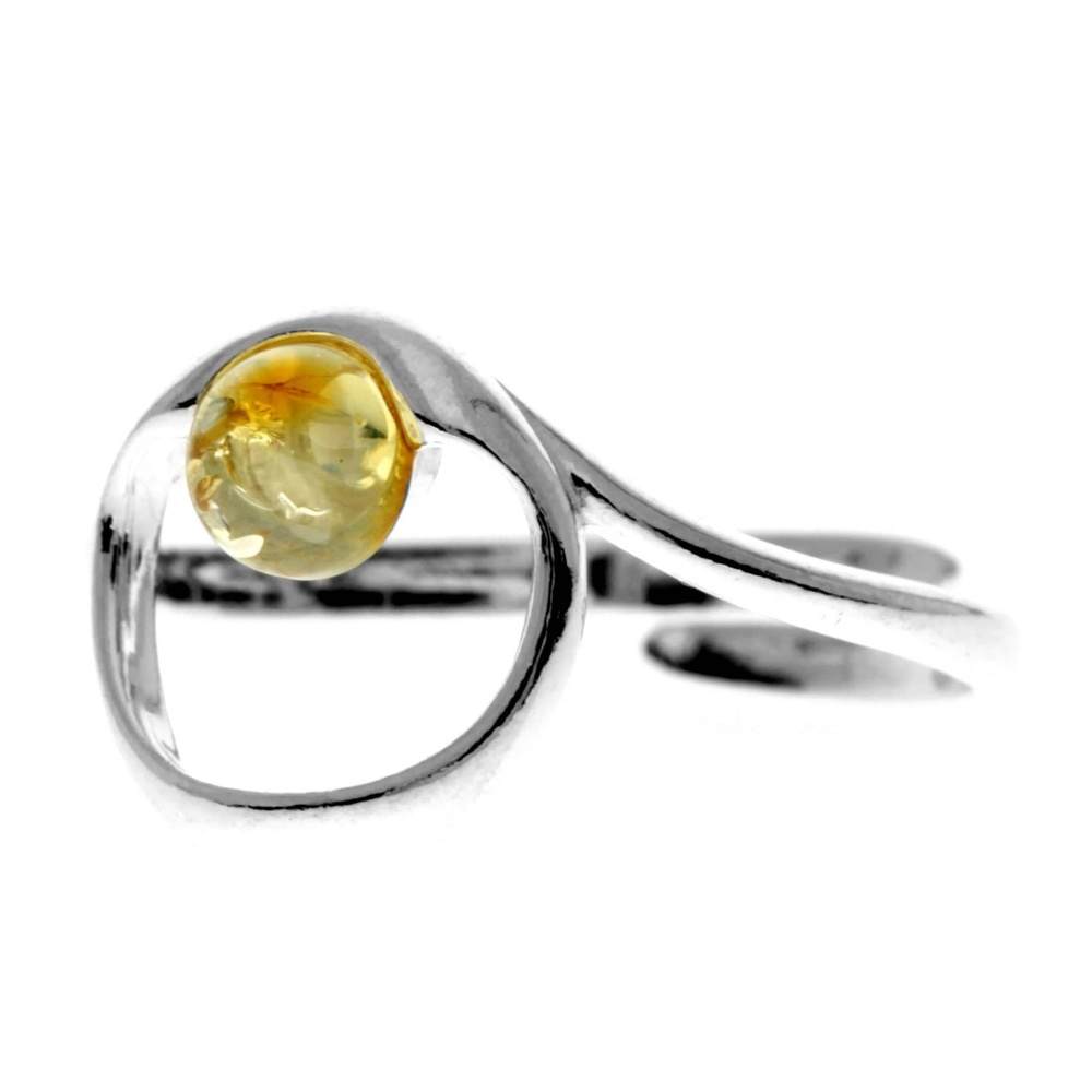 925 Sterling Silver & Baltic Amber Modern Designer Ring - GL718