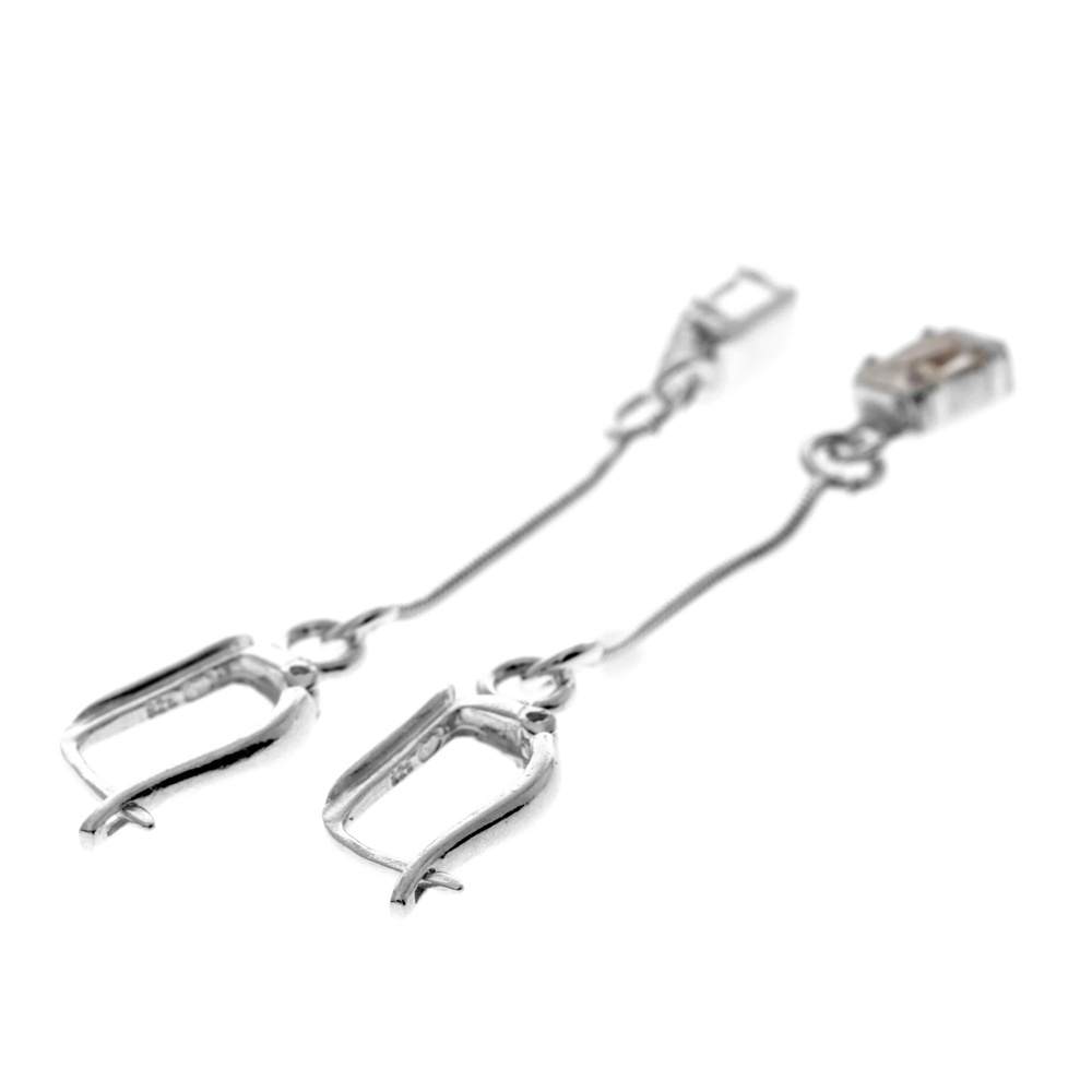 925 Sterling Silver & with Cubic Zirconia's Modern Drop Earrings -GS002