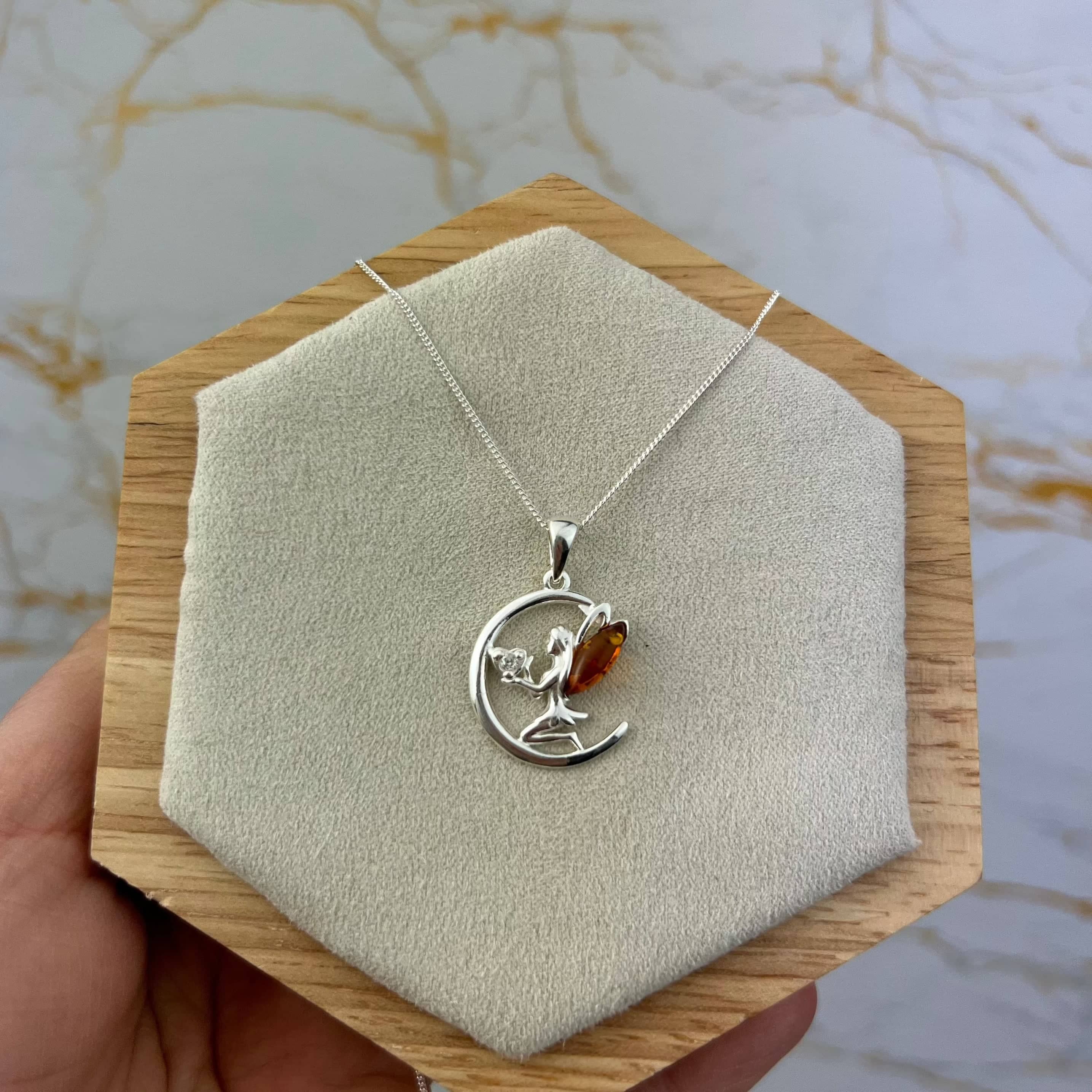 925 Steling Silver & Genuine Baltic Amber Fairytale Pendant - GL2047