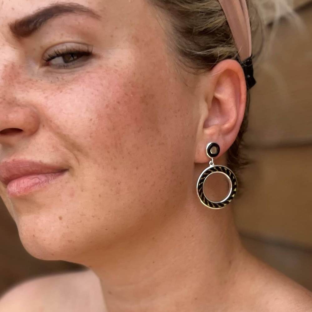 925 Sterling Silver & Baltic Amber Modern Drop Earrings - AC020