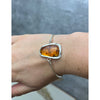 925 Sterling Silver & Genuine Cognac Baltic Amber Exclusive Bangle - BL0131
