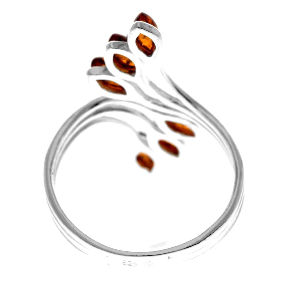 925 Sterling Silver & Genuine Multitone Baltic Amber Modern Ring - M464