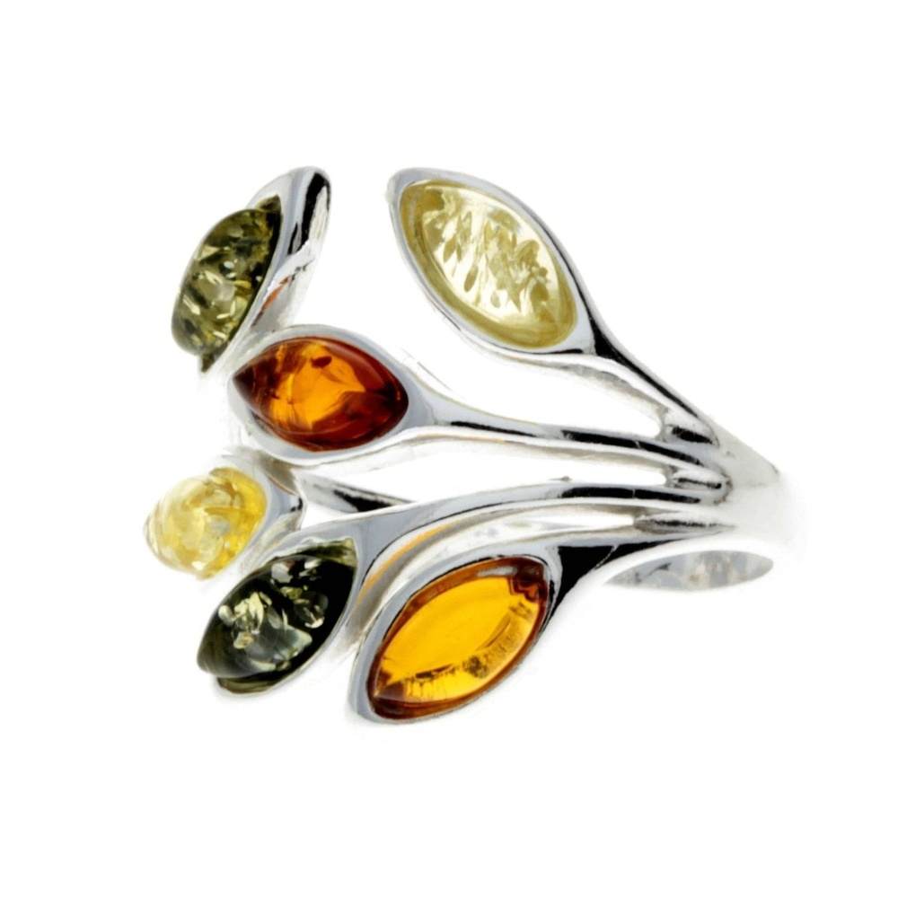 925 Sterling Silver & Baltic Amber Modern Ring - M723