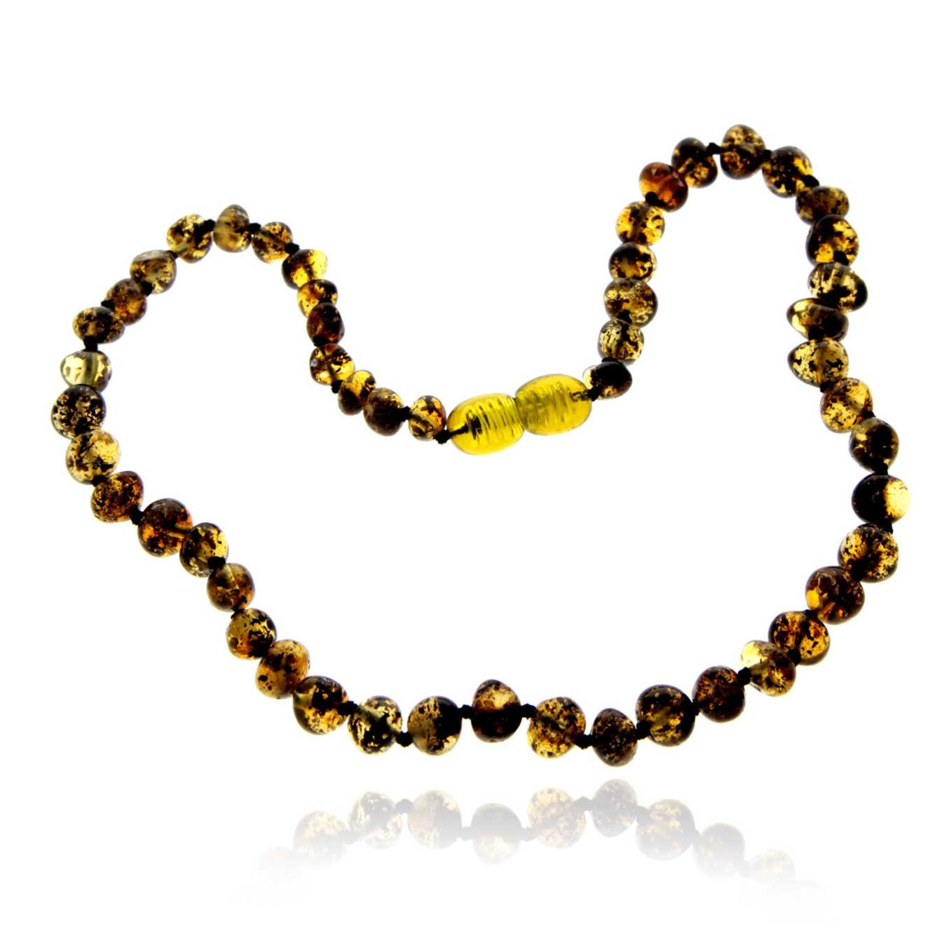 Genuine Baltic Amber Polished Baroque Beaded Necklace in various colours & sizes. All beads knotted in between.