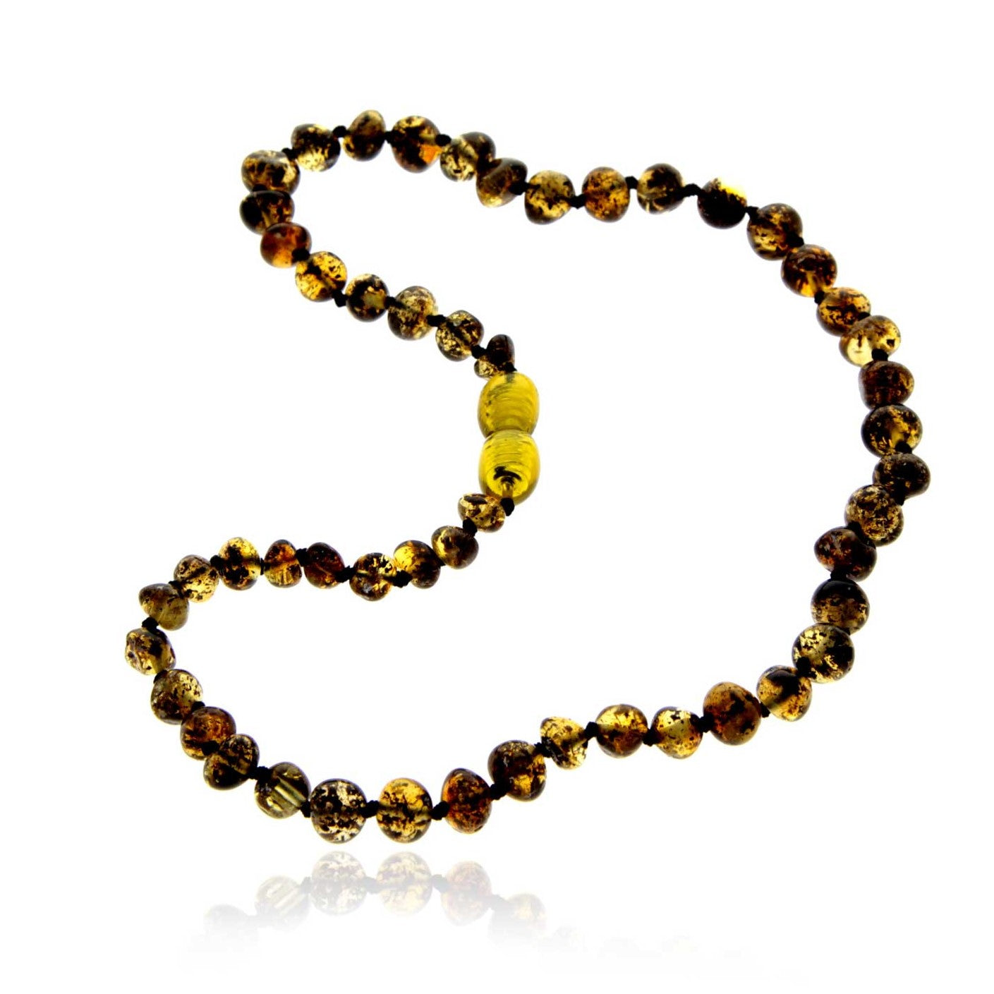 Genuine Baltic Amber Polished Baroque Beaded Necklace in various colours & sizes. All beads knotted in between.