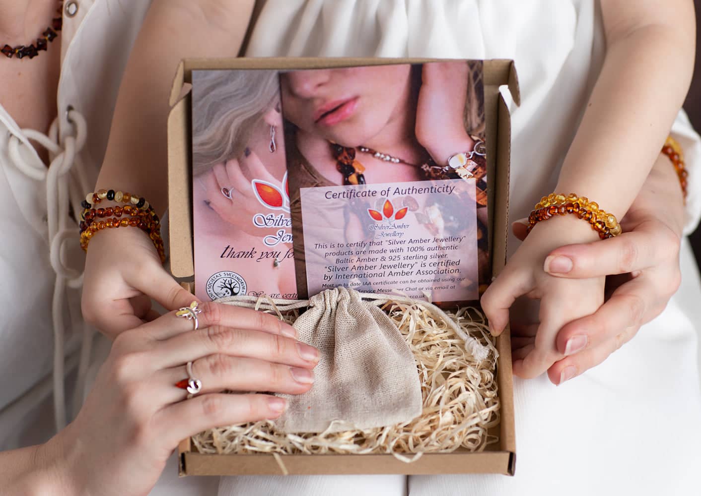 925 Sterling Silver & Genuine Baltic Amber Modern Designer Ring - 7302