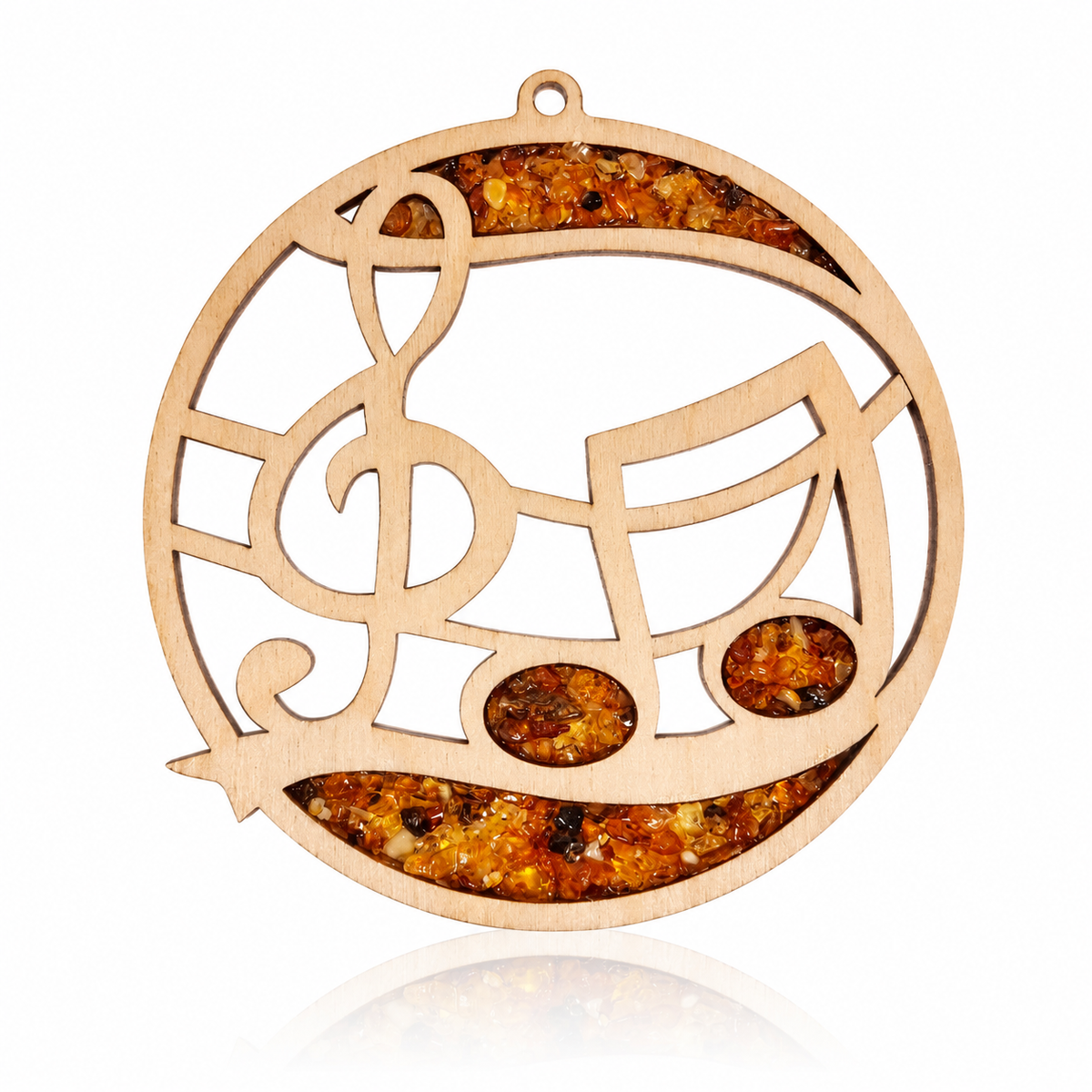 Amber Vitrage Hanging Ornament - Genuine Baltic Amber Decoration (11 cm) - V016