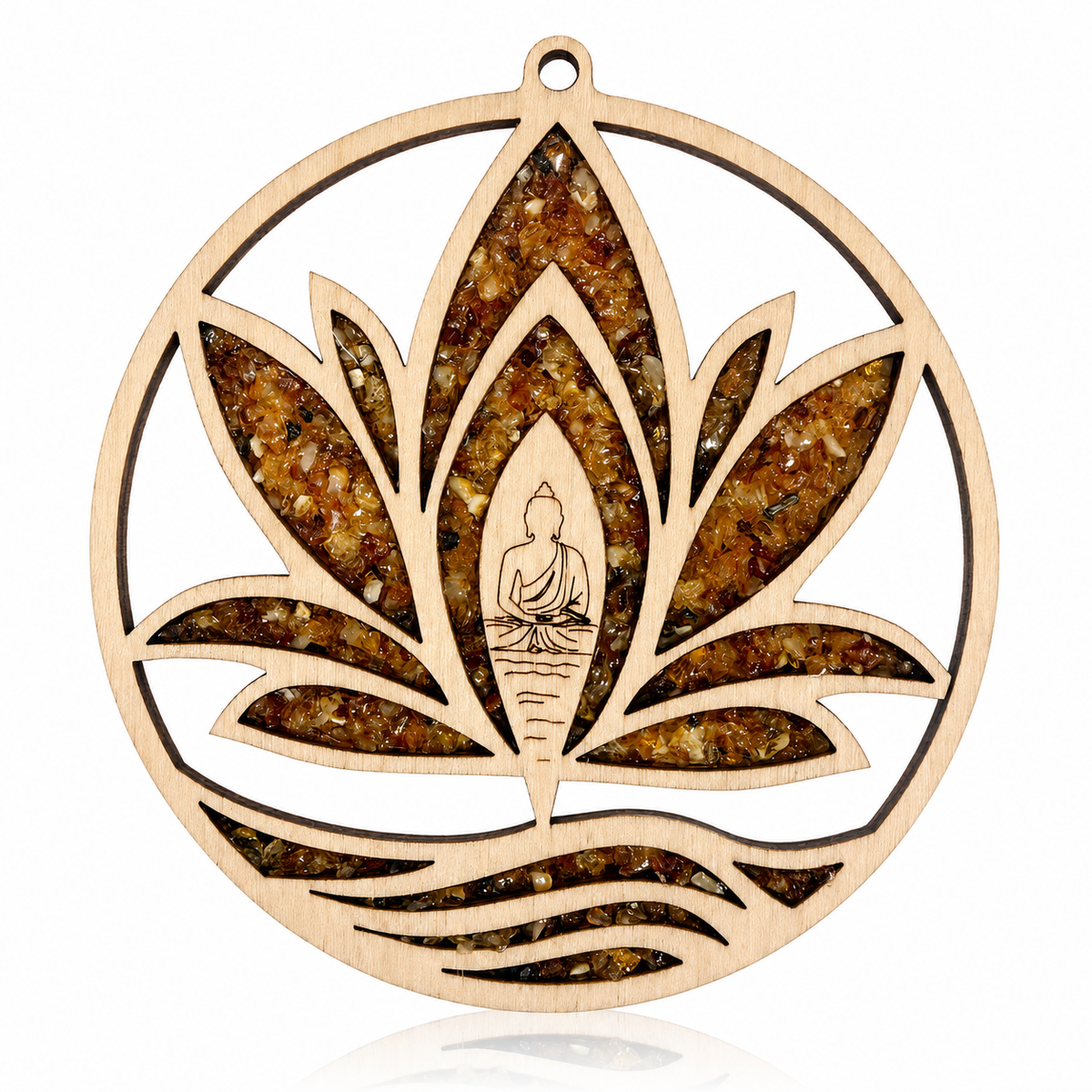 Amber Vitrage Hanging Ornament - Genuine Baltic Amber Decoration (11 cm) - V035