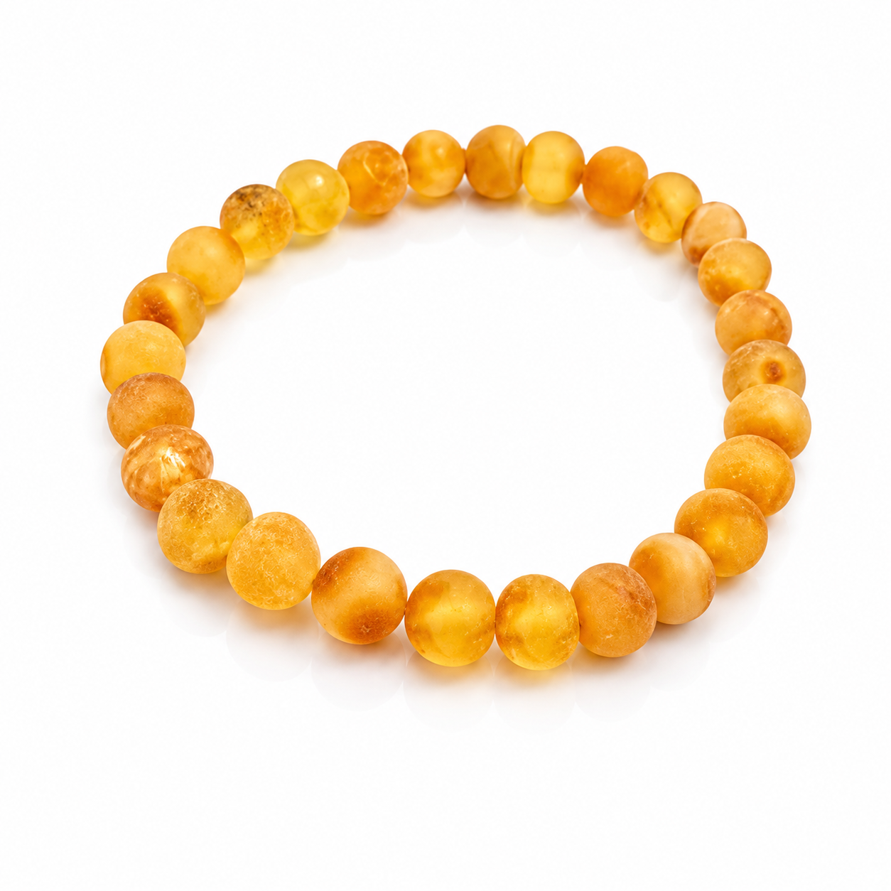 Genuine Natural Raw Baltic Amber Irregular 8-9 mm Cabochons Luxurious Bracelet - JBT002