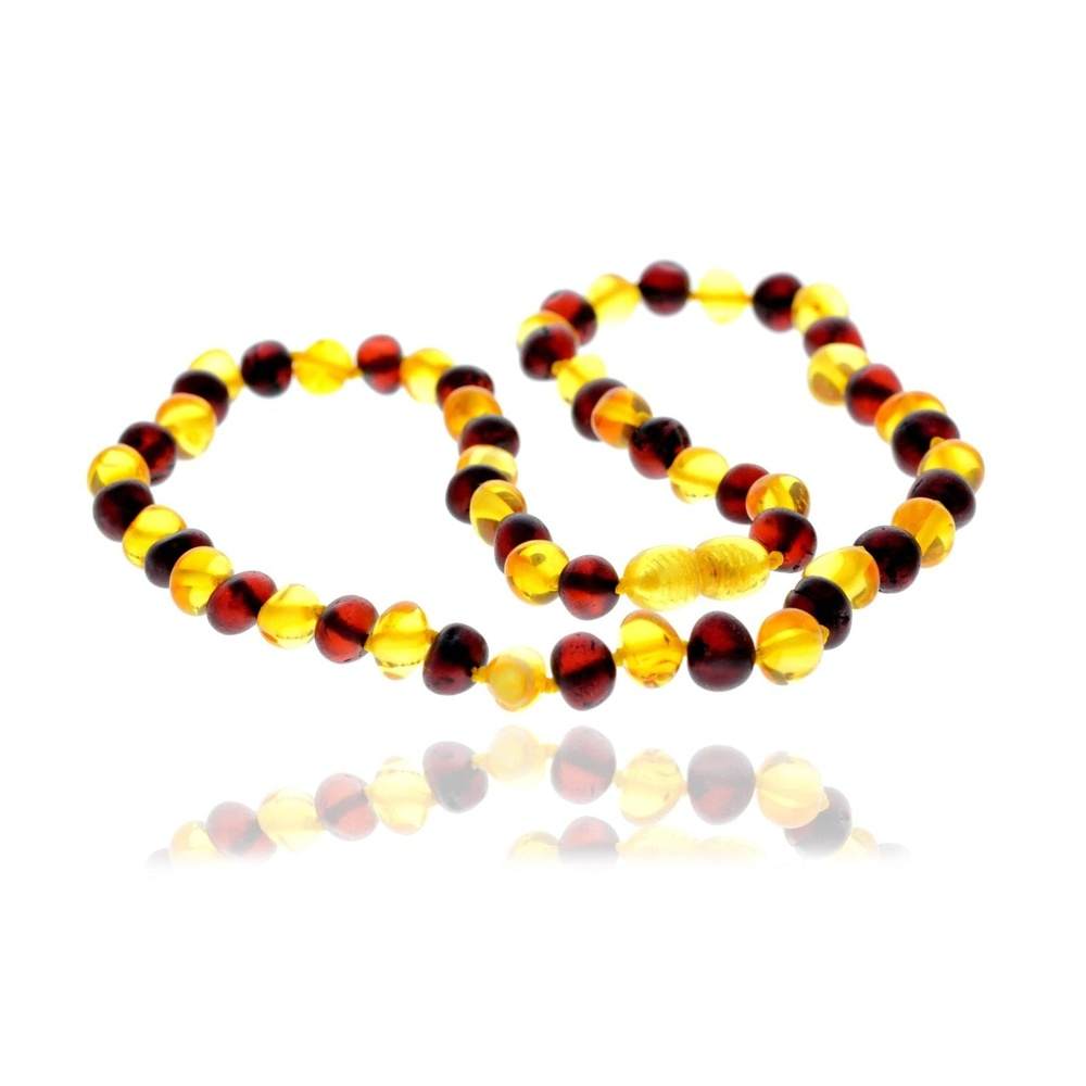 Genuine Baltic Amber Polished Baroque 8-10 mm Beaded Necklace in various colours & sizes. All beads knotted in between.