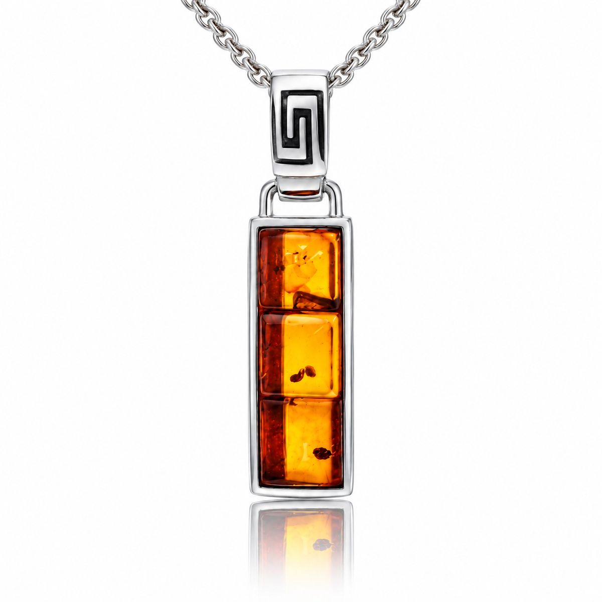 925 Sterling Silver & Genuine Baltic Amber Pendant - GL2092