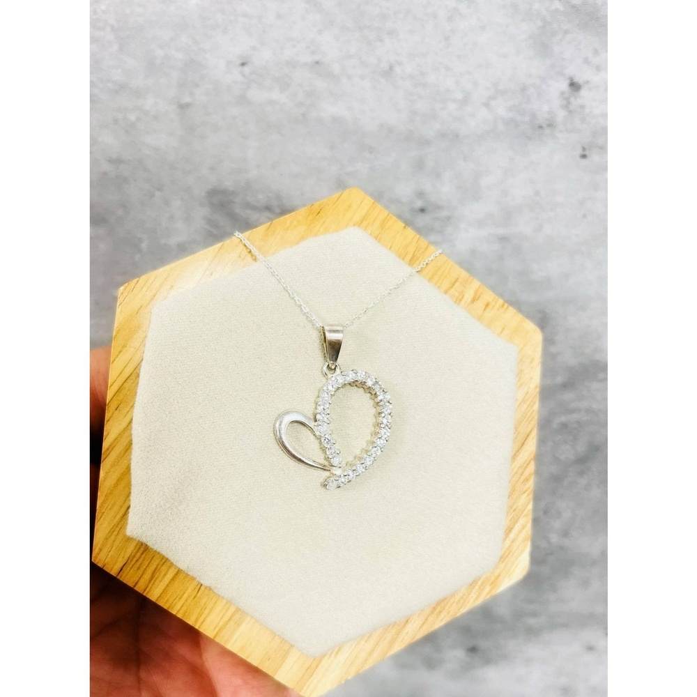 Sterling Silver Heart & Zirconia Pendant- CZP001