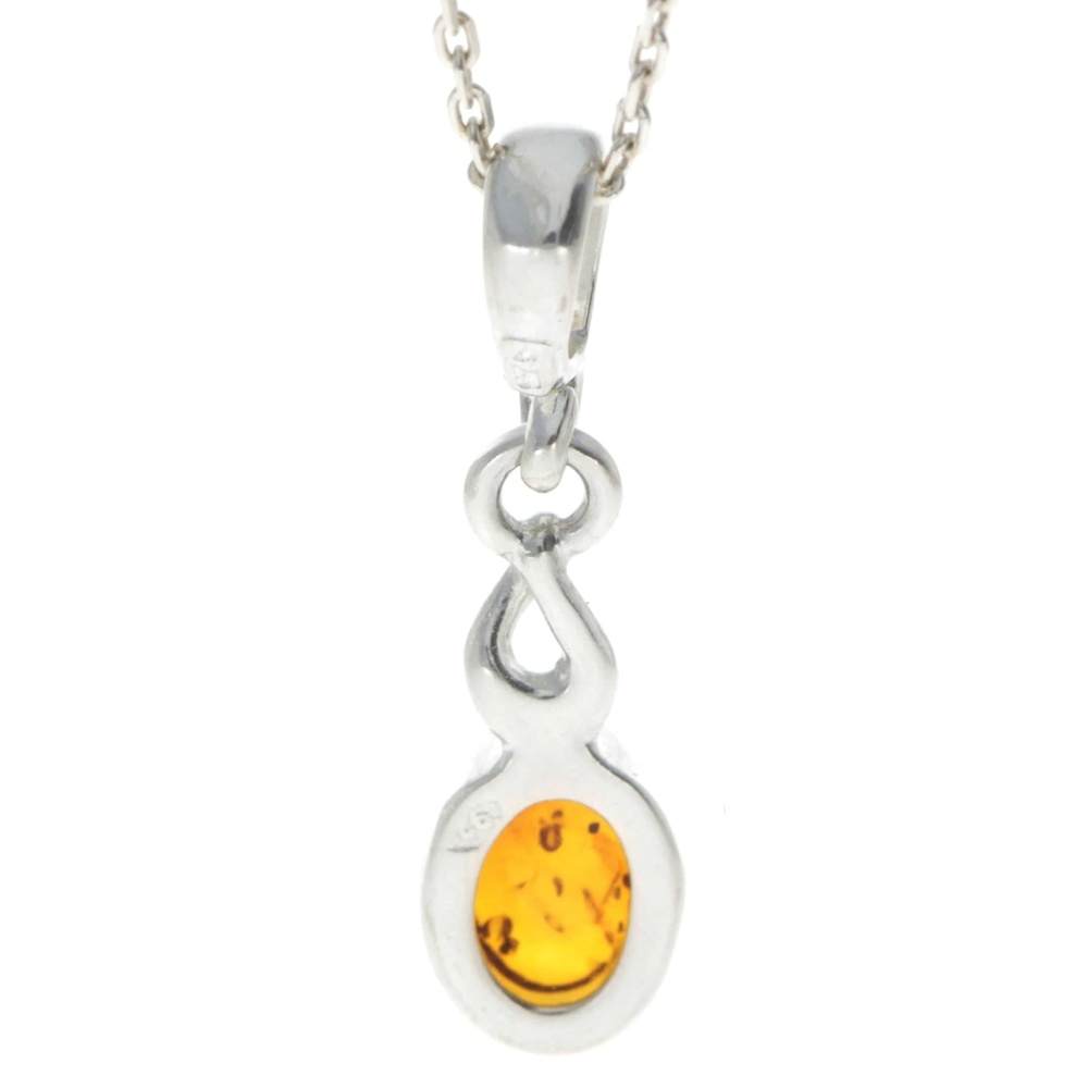925 Sterling Silver & Genuine Baltic Amber Classic Pendant - 1574