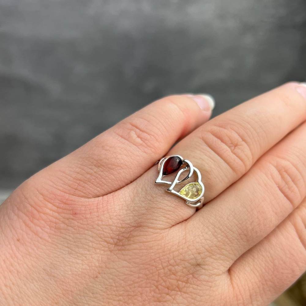925 Sterling Silver & Baltic Amber Modern Designer Ring - GL713