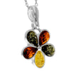 925 Sterling Silver & Genuine Teardrop Baltic Amber Multi Stones Classic Pendant - 1665
