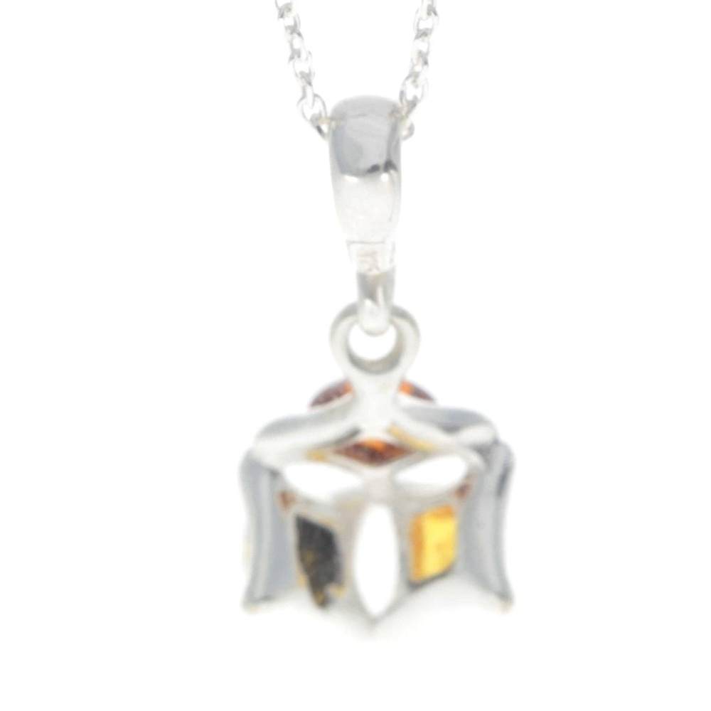 925 Sterling Silver & Genuine Baltic Amber Modern Pendant - 1706