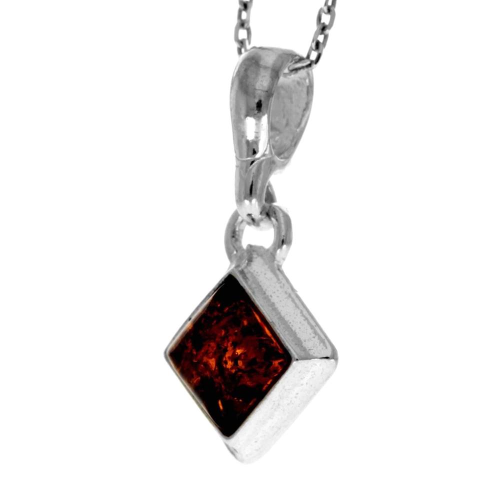 925 Sterling Silver & Genuine Baltic Amber Modern Dial Pendant - 1760