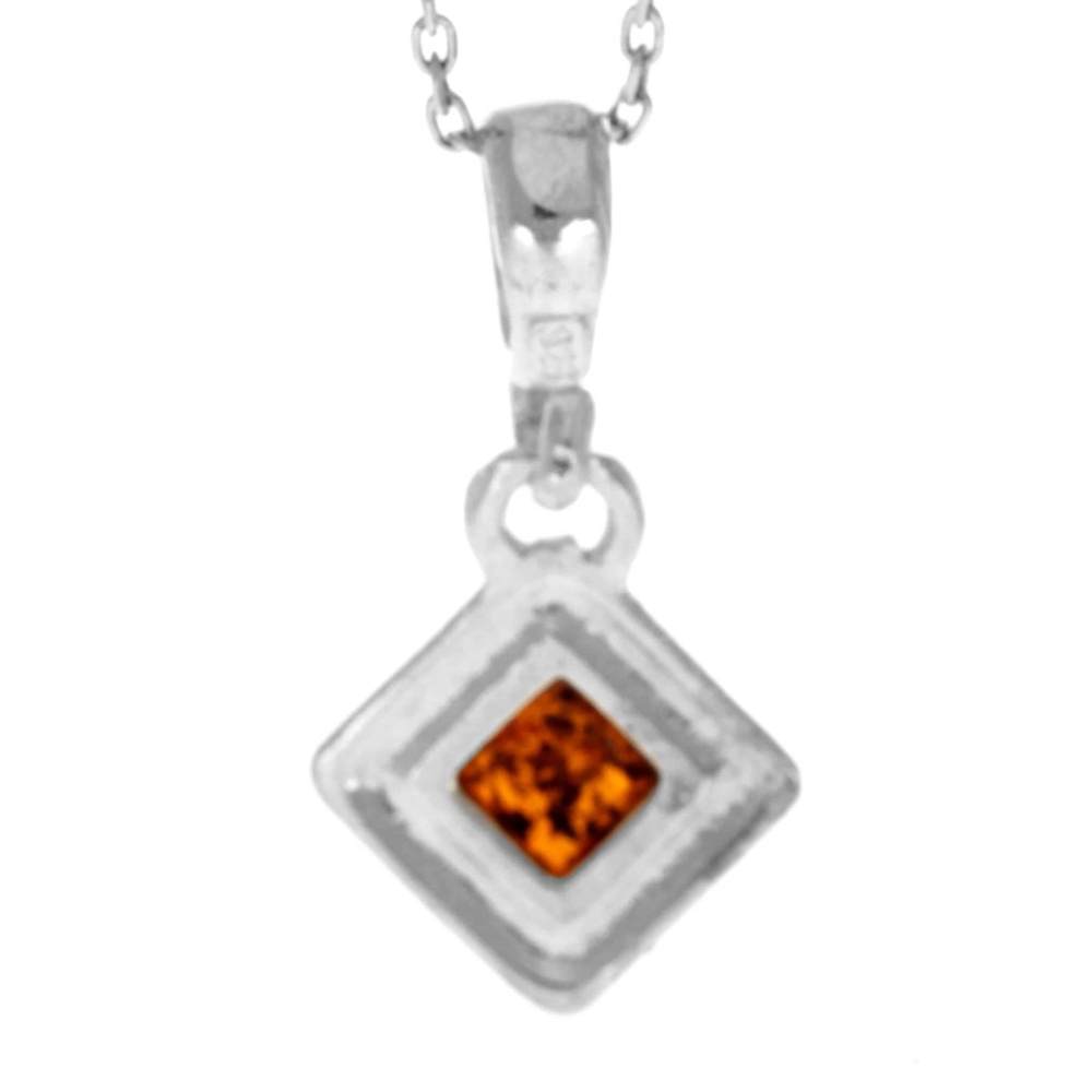 925 Sterling Silver & Genuine Baltic Amber Modern Dial Pendant - 1760