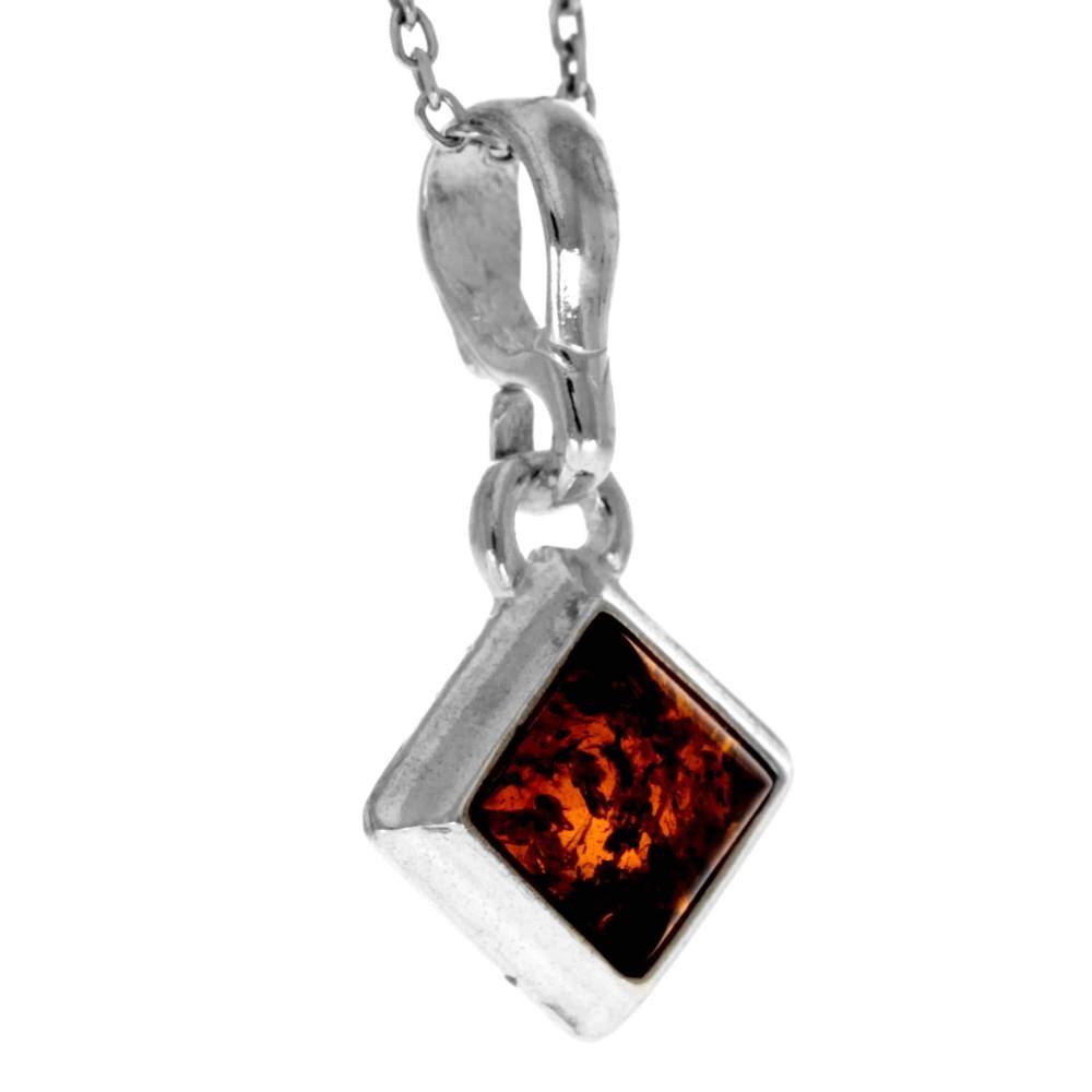 925 Sterling Silver & Genuine Baltic Amber Modern Dial Pendant - 1760